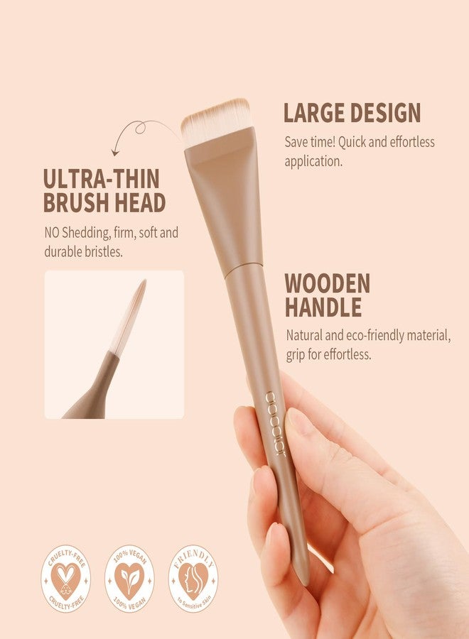 docolor Flat Foundation Brush Korean Makeup Brush Liquid Makeup Brush Premium Makeup Face Brush for Blending, Cream, Thin Foundation Brush Makeup Tool Face Foundation Flat Brush,Khaki - Image 2